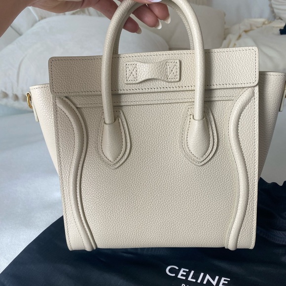 BRAND NEW CELINE BAG - NANO LUGGAGE IN DRUMMED CALFSKIN WITH LEATHER HANDLES - Picture 3 of 4